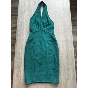 Herve Leger Paris Green Bandage Mini Dress Halter Neck Bodycon Size Medium